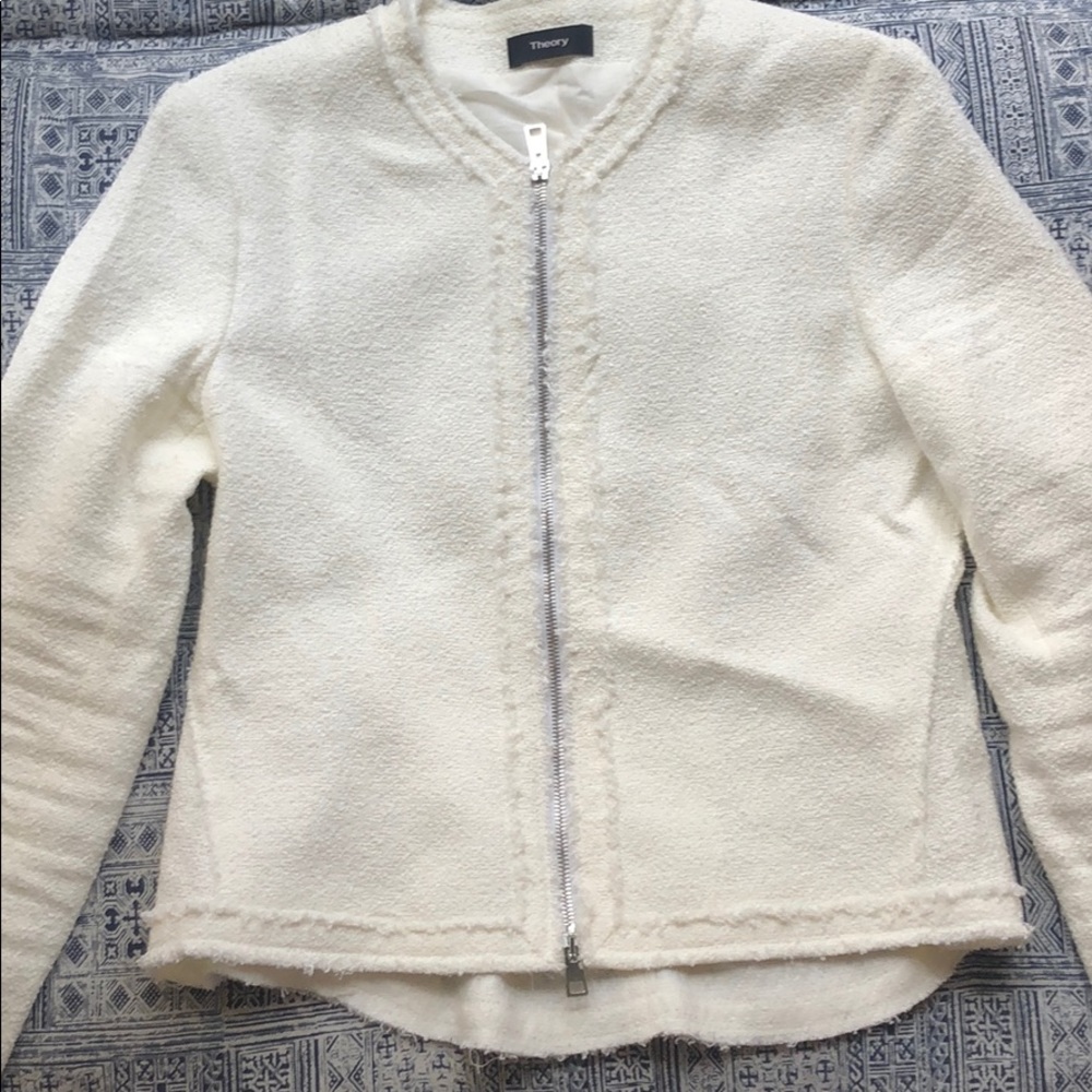 Theory Off white never worn zip blazer
